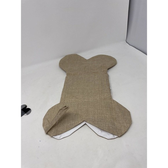 Senneny Pet Dog Christmas Stocking Burlap Lace Black White Check NEW Bone - Picture 6 of 8